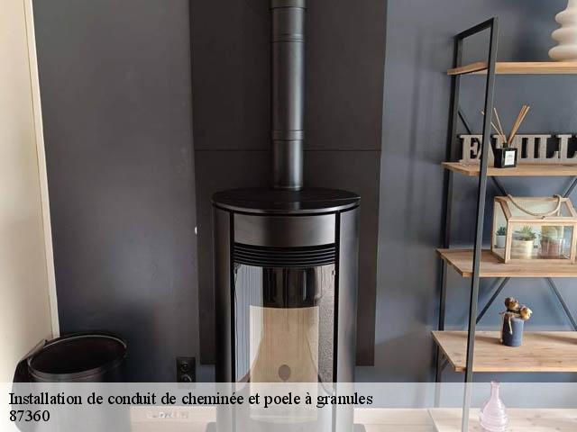 Installation de conduit de cheminée et poele à granules  87360